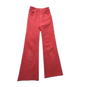 Rolla's Eastcoast Crop Flare Jeans Womens 24 Red High‎ Rise Corduroy Wide Leg